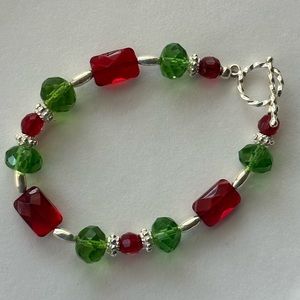 Glass bead and sterling silver bracelet